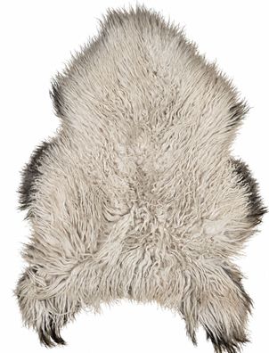 Schaffell Echt | Naturweiß-Grau, ca. 115 cm | Langflor | Öko gegerbt | Unikat 166-021