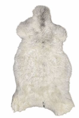 Schaffell Echt | Silbergrau-Cremeweiß, ca. 122 cm | Weichflor | Öko gegerbt | Unikat