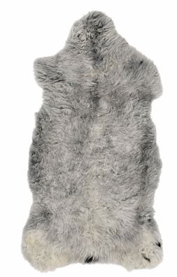 Schaffell Echt | Silbergrau-Cremeweiß, ca. 115 cm | Weichflor | Öko gegerbt | Unikat