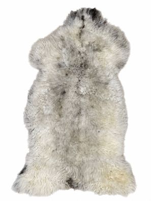 Schaffell Echt | Silbergrau-Cremeweiß, ca. 110 cm | Weichflor | Öko gegerbt | Unikat