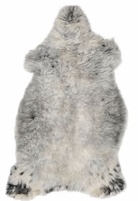 Schaffell Echt | Silbergrau-Cremeweiß, ca. 114 cm | Weichflor | Öko gegerbt | Unikat