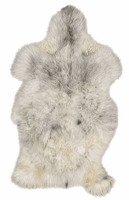 Schaffell Echt | Silbergrau-Cremeweiß, ca. 119 cm | Weichflor | Öko gegerbt | Unikat