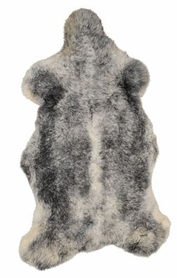 Schaffell Echt | Silbergrau-Cremeweiß, ca. 119 cm | Kurzhaar-Weichflor | Öko gegerbt