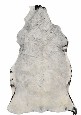 Schaffell Echt | Silbergrau-Cremeweiß, ca. 130 cm | Weichflor | Öko gegerbt | Unikat