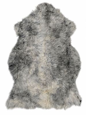 Schaffell Echt | Silbergrau-Cremeweiß, ca. 104 cm | Weichflor | Öko gegerbt | Unikat