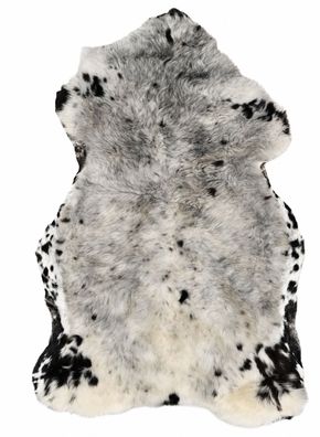 Schaffell Echt | Silbergrau-Cremeweiß, ca. 117 cm | Kurzhaar-Weichflor | Öko gegerbt