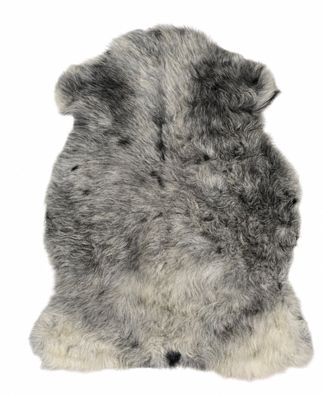 Schaffell Echt | Silbergrau-Cremeweiß, ca. 95 cm | Kurzhaar-Weichflor | Öko gegerbt |