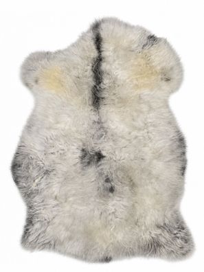Schaffell Echt | Cremeweiß-Silbergrau, ca. 99 cm | Weichflor | Öko gegerbt | Unikat 1