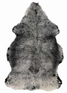 Schaffell Echt | Silbergrau-Dunkelgrau, ca. 116 cm | Weichflor | Öko gegerbt | Unikat