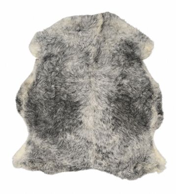 Schaffell Echt | Silbergrau-Cremeweiß, ca. 92 cm | Weichflor | Öko gegerbt | Unikat 1