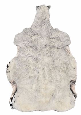Schaffell Echt | Silbergrau-Cremeweiß, ca. 130 cm | Weichflor | Öko gegerbt | Unikat