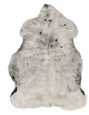 Schaffell Echt | Silbergrau-Cremeweiß, ca. 110 cm | Kurzhaar-Weichflor | Öko gegerbt