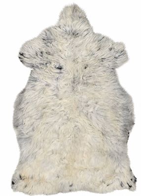 Schaffell Echt | Silbergrau-Cremeweiß, ca. 118 cm | Weichflor | Öko gegerbt | Unikat