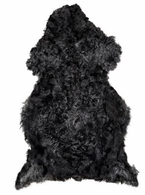 Schaffell Echt | Schwarz-Silbergrau, ca. 98 cm | Lockenflor | Öko gegerbt | Unikat 15