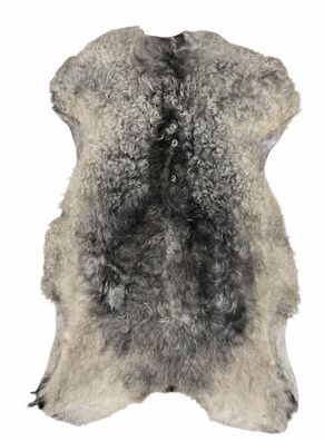 Schaffell Echt | Silbergrau-Cremeweiß, ca. 95 cm | Lockenflor | Öko gegerbt | Unikat