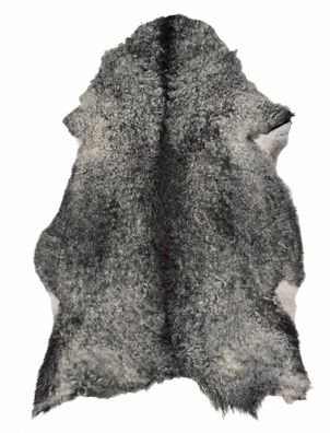 Schaffell Echt | Silbergrau-Anthrazit, ca. 100 cm | Lockenflor | Öko gegerbt | Unikat