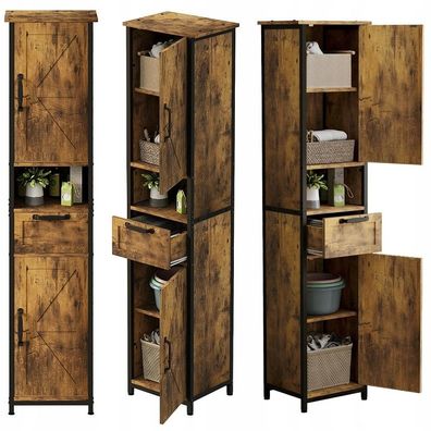 Badezimmerschrank mit Schublade und Regalböden, Loft, 169 cm