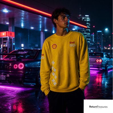 Shell Go+ Pullover Gelb Gr. L Sweatshirt Workwear Sweater Yellow Jumper DE EN