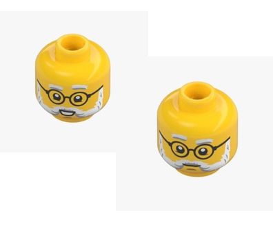 LEGO Kopf gelb 106964 doppelseitig Brille Bart Minifigur Head Gesicht Opa NEU
