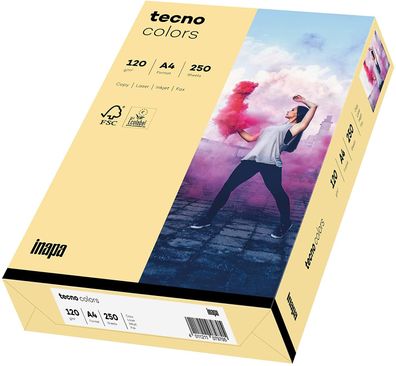 inapa farbiges Druckerpapier, buntes Papier tecno Colors: 120 g/m², A4, 250 Blatt cha