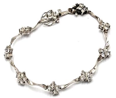 Vintage Glieder Armband 0,925 Sterlingsilber funkelde Zirkone Neuwertigg