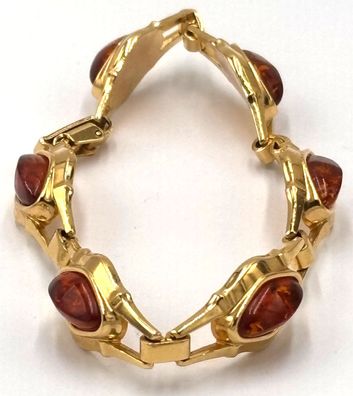 Bernstein - Armband - vergoldet - Double - AM - Vintage - 1950-70