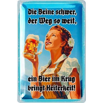 LANOLU Retro Blechschild Die Beine schwer der Weg so weit 20x30cm Humor Deko