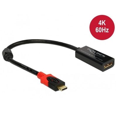 USB Adapter, USB-C Stecker > DisplayPort Buchse (schwarz, 20cm, 4K 60Hz)