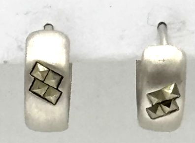 Neuwertige Creolen mit Markasiten 0,925 Sterlingsilber