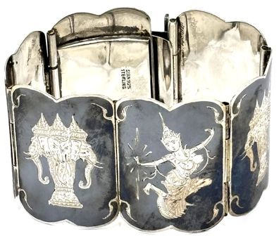 Armreif SIAM Sterlingsilber Thailändisch NIELLO Schmuck