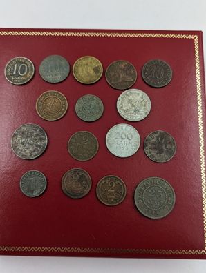 16 Kleinmünzen vor 1920 Kriegswertgeld, esatzungsgeld und Deutsche Befehlshaber