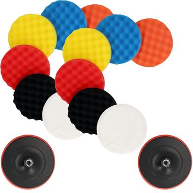 Mega Polierschwamm Set 150mm Polierteller Polier Polierpads Klett Polierscheibe