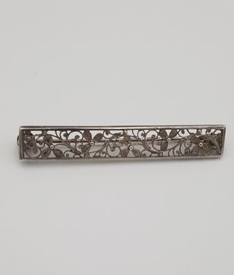 Antike Brosche 0,835 Silber Mit filigranem Blumenmuster