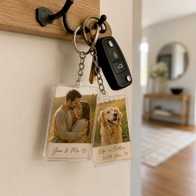 Schlüsselanhänger mit Foto Personalisiert Polaroid-Stil Weihnachtsgeschenk Paare Hund