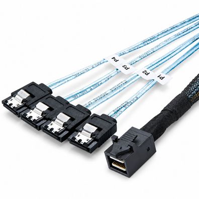 P56 Mini SAS SFF-8643 auf 4x SATA 7pin Splitter Kabel Festplatten Datenkabel 100cm