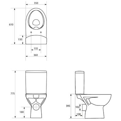 Cersanit Parva WC-Kombination spülrandlos CleanOn mit Duroplast Softclose-Sitz Abgang