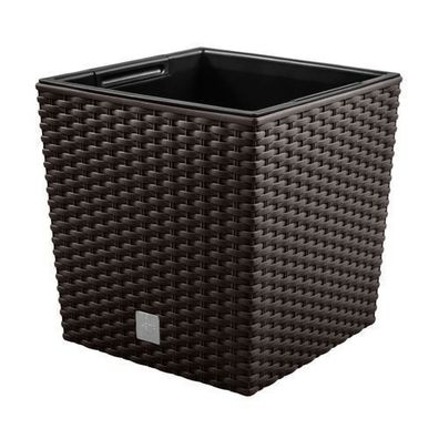 Blumentopf + Einsatz Blumenkübel Rattan-Optik RATO LOW DRTS265L Umbra