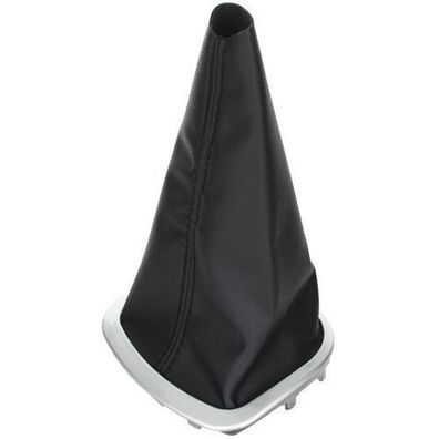 Renault Clio III 05-12 Schaltmanschette Schwarz + Silberner Rahmen