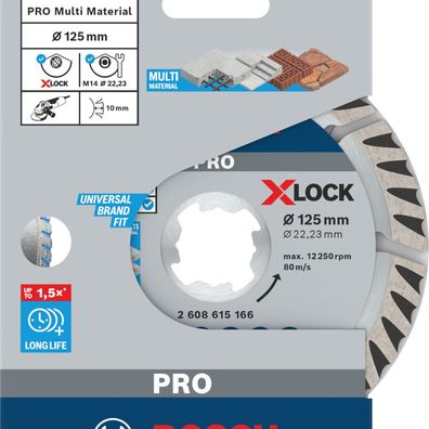 Bosch X-LOCK Diamanttrennscheibe Standard for Universal 125 x 22,23 x 2 x 10 mm