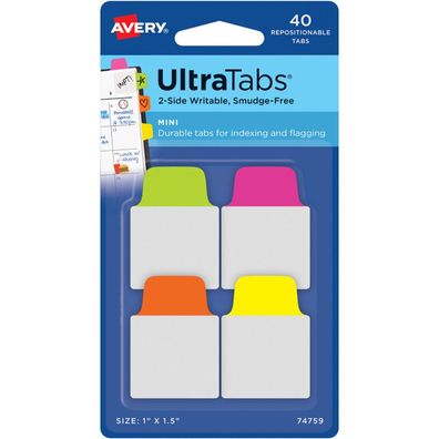 Avery Zweckform UltraTabs Mini Haftmarker farbsortiert 40 Blatt