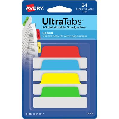 Avery Zweckform UltraTabs Schmal Haftmarker farbsortiert 24 Blatt