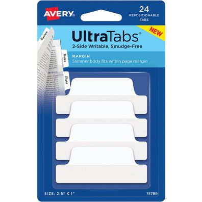 Avery Zweckform UltraTabs Schmal Haftmarker weiß 24 Blatt