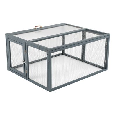 Wiltec Klappbarer Kaninchenstall Grau 109x93x54cm Hasenstall Kleintierstall