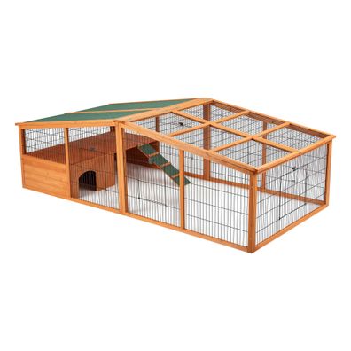 Wiltec Freilaufgehege u. Stall 230x115x78cm Hasenstall Kaninchenstall Freigehege
