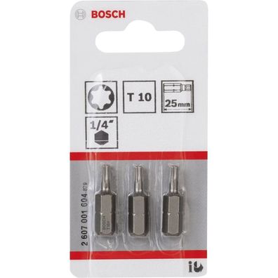 Bosch 3x Schrauberbit Extra-Hart, T10, 25 mm - 2607001604