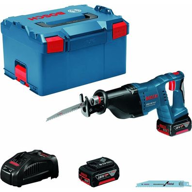 Bosch Akku-Säbelsäge GSA 18V-LI / 2x 5,0Ah Akku + Ladegerät + Zubehör-Set in L-Boxx