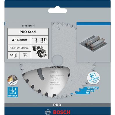 Bosch Kreissägeblatt Standard for Steel, 140 x 1,6/1,2 x 20, 30 Zähne
