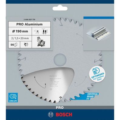 Bosch Kreissägeblatt Standard for Aluminium, 190 x 2/1,5 x 20, 56 Zähne