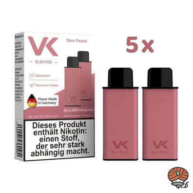VK Slim POD Sour Peach 20mg/ml Nikotin 5x 2 Pods