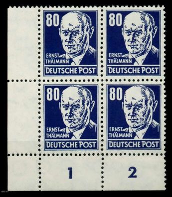 DDR 1952 Nr 339zaXI postfrisch Viererblock ECKE-ULI gep X71374A
